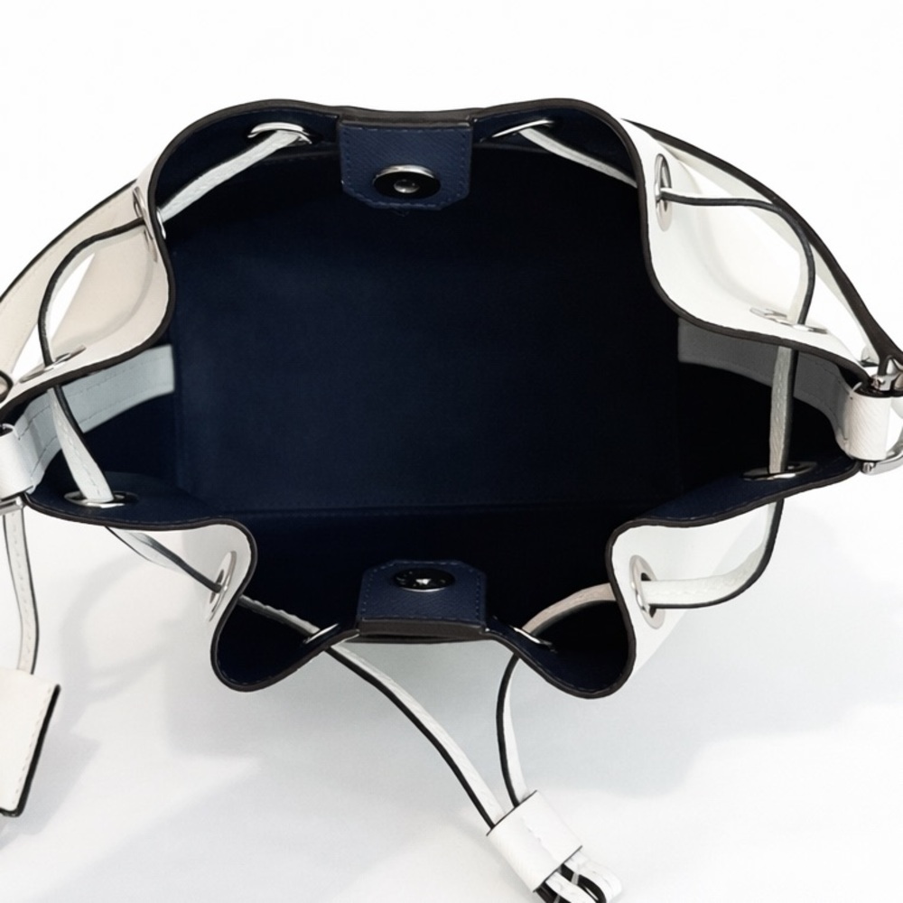 Michael Kors • Greenwich Medium Saffiano Leather Bucket Bag in White - Picture 14 of 17